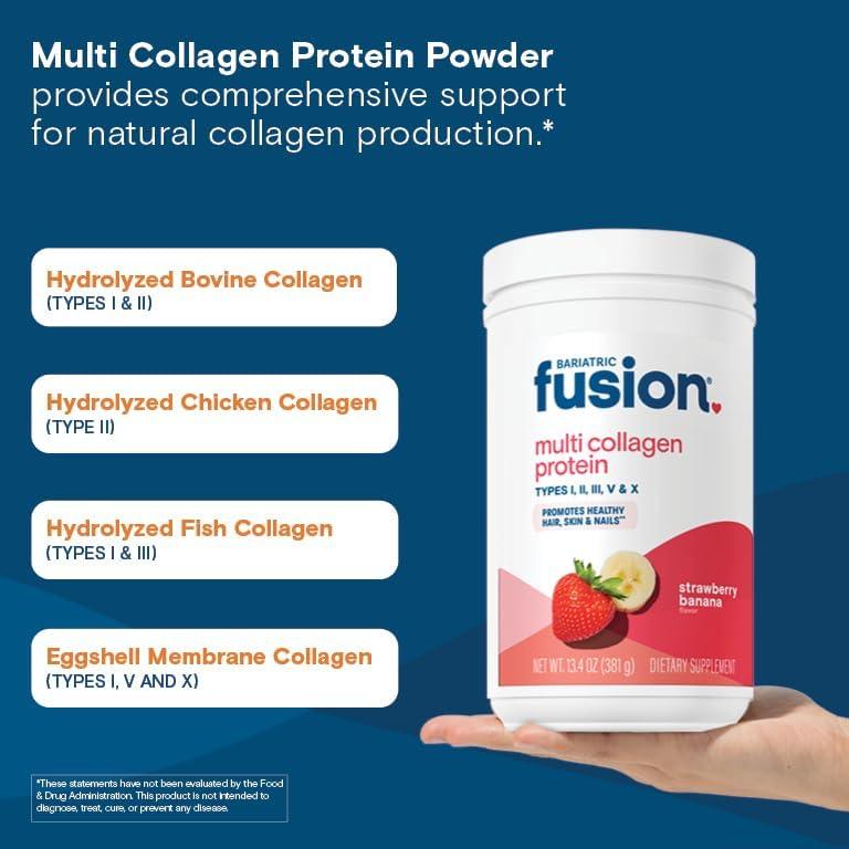 Polvo de Proteína de Colágeno Múltiple Bariatric Fusion 30 Porciones Sabor Fresa y Plátano