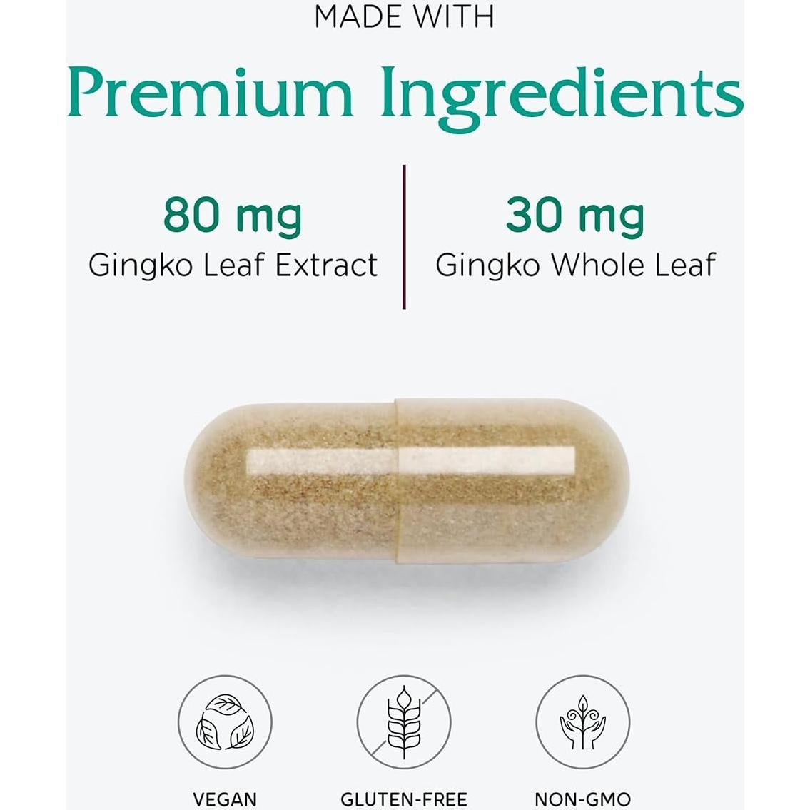 Suplemento Ginkgo Vitanica - Salud Cerebral y Circulación - 90 Cápsulas