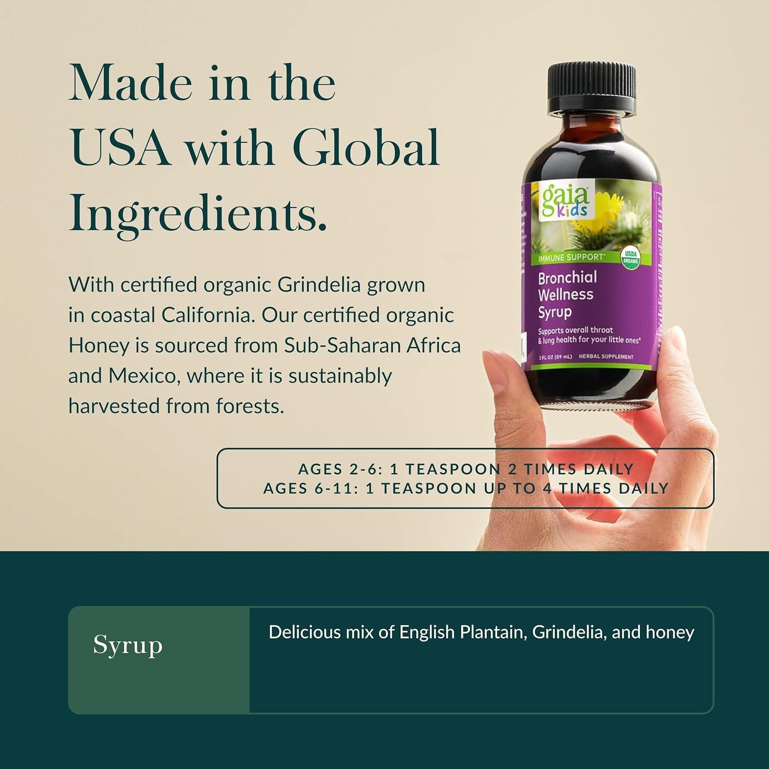 Jarabe Bronquial Gaia Herbs 88.72 ml - Suplemento Inmunológico