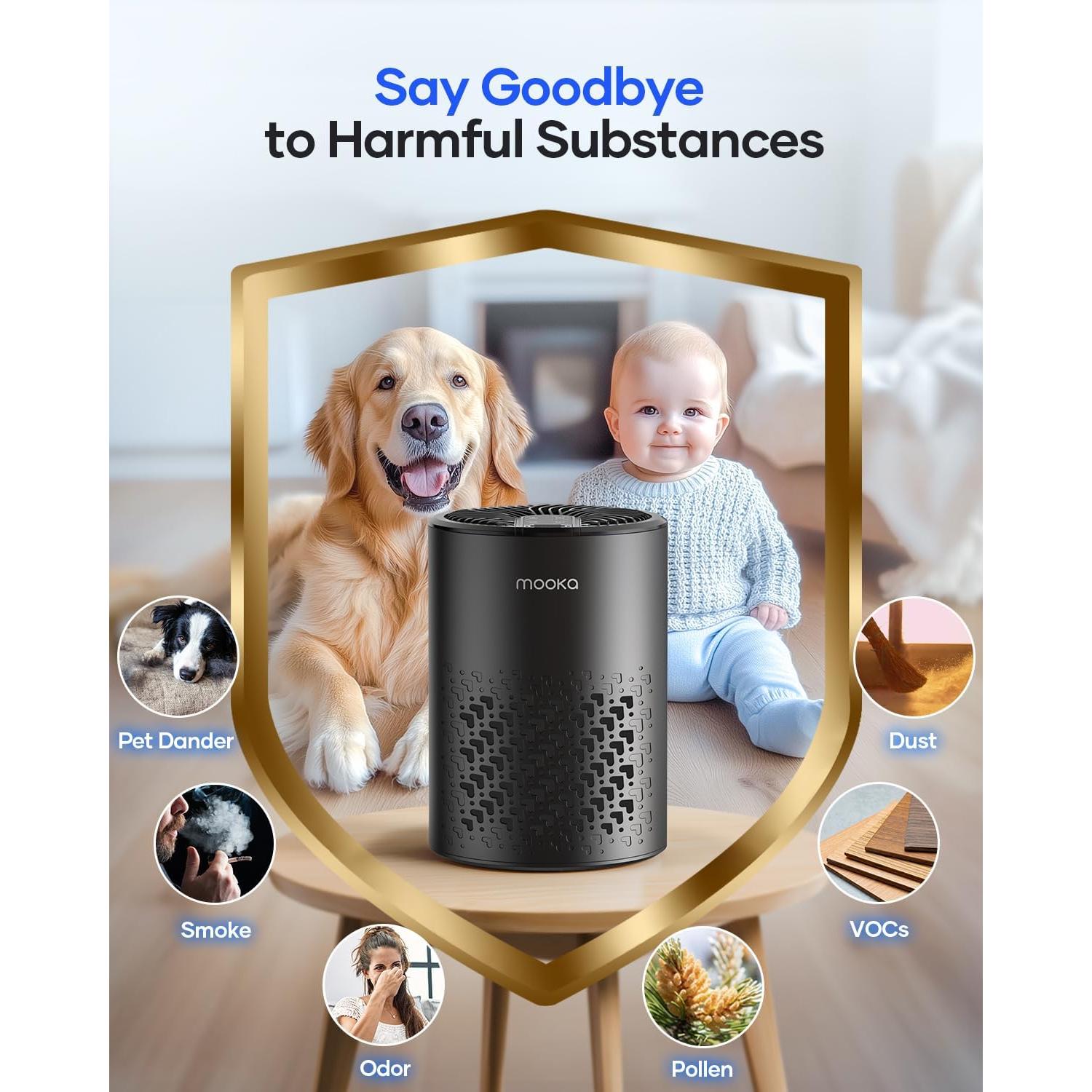 Purificador de Aire HEPA MOOKA KJ067L para Mascotas - Negro