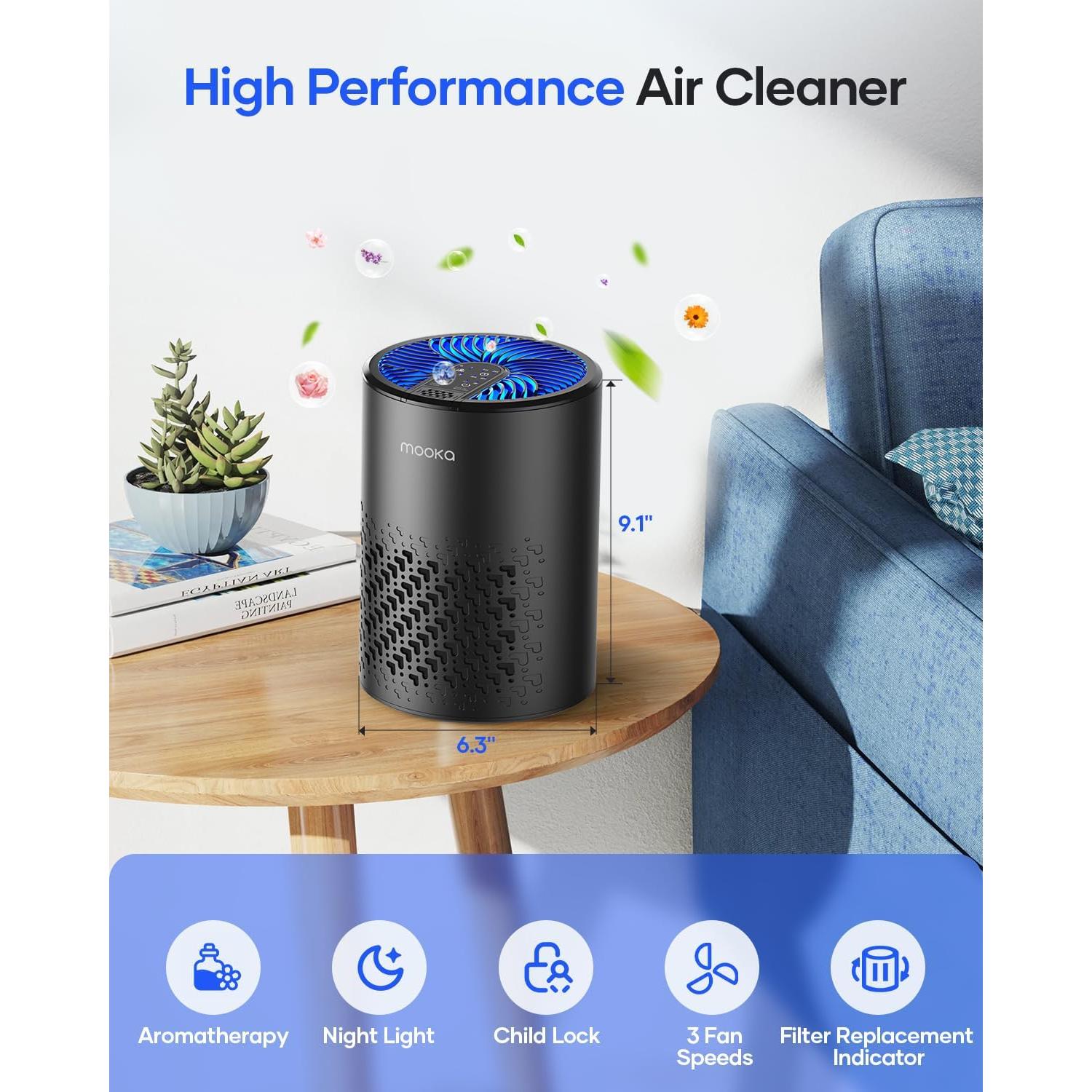 Purificador de Aire HEPA MOOKA KJ067L para Mascotas - Negro