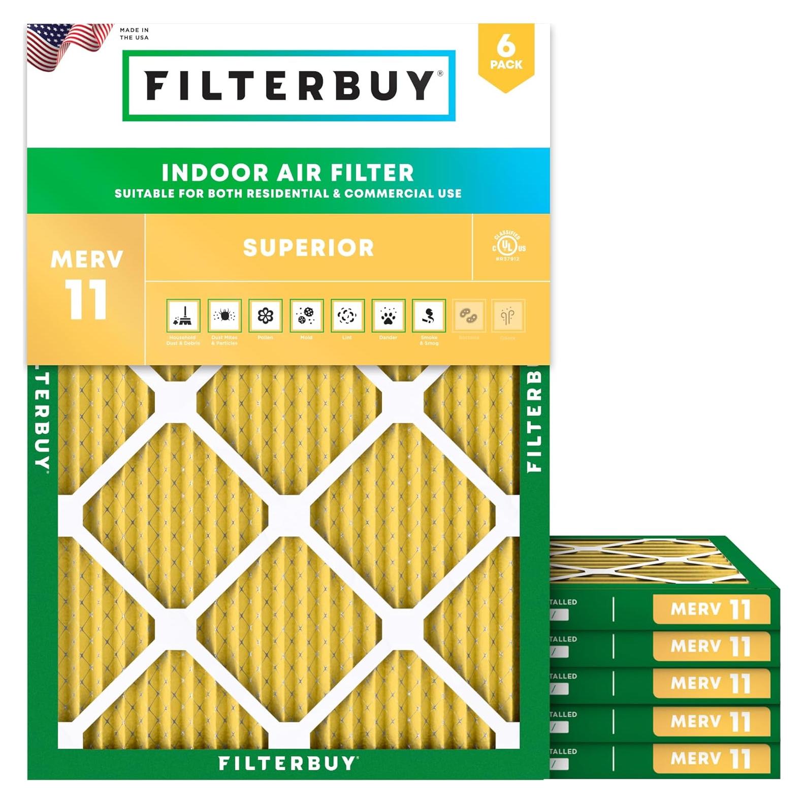 Filtro de aire Filterbuy 8x14x1 MERV 11 - Paquete de 6