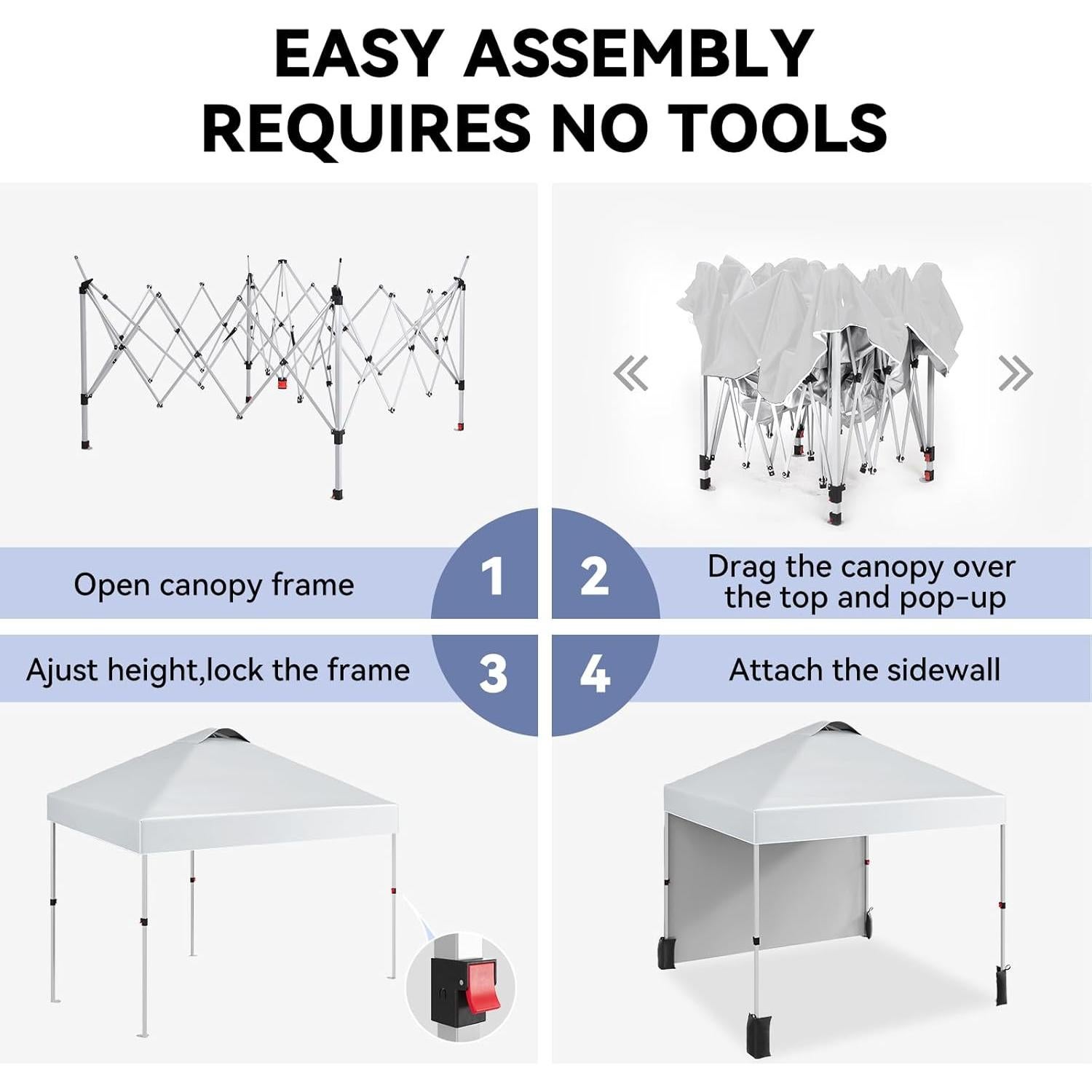 Carpa Plegable 3x3m ChicCoutured con 1 Pared Lateral Blanca