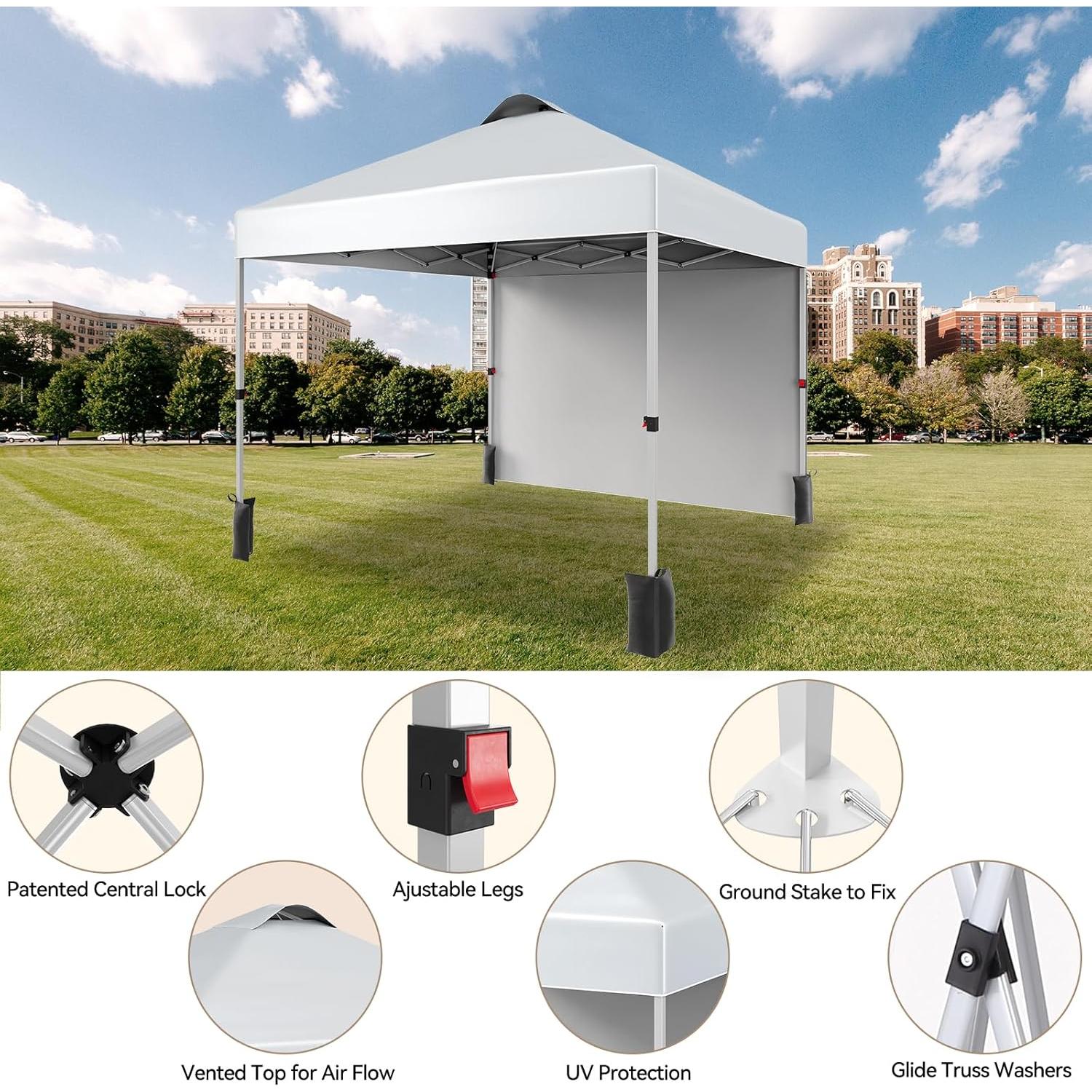 Carpa Plegable 3x3m ChicCoutured con 1 Pared Lateral Blanca