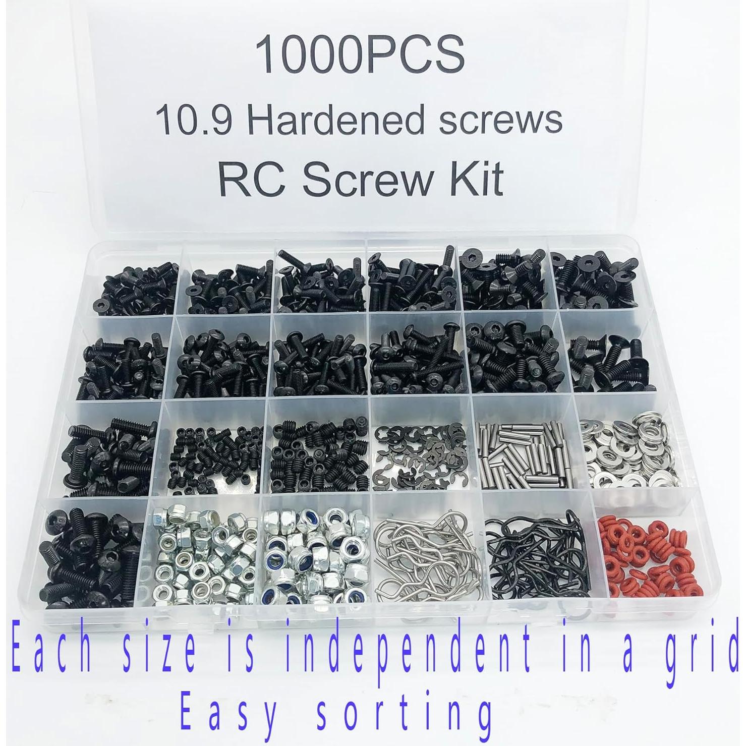 Kit de Tornillos RC 1000pcs TeiRAY M3 M4 para Modelos 1/8 1/10