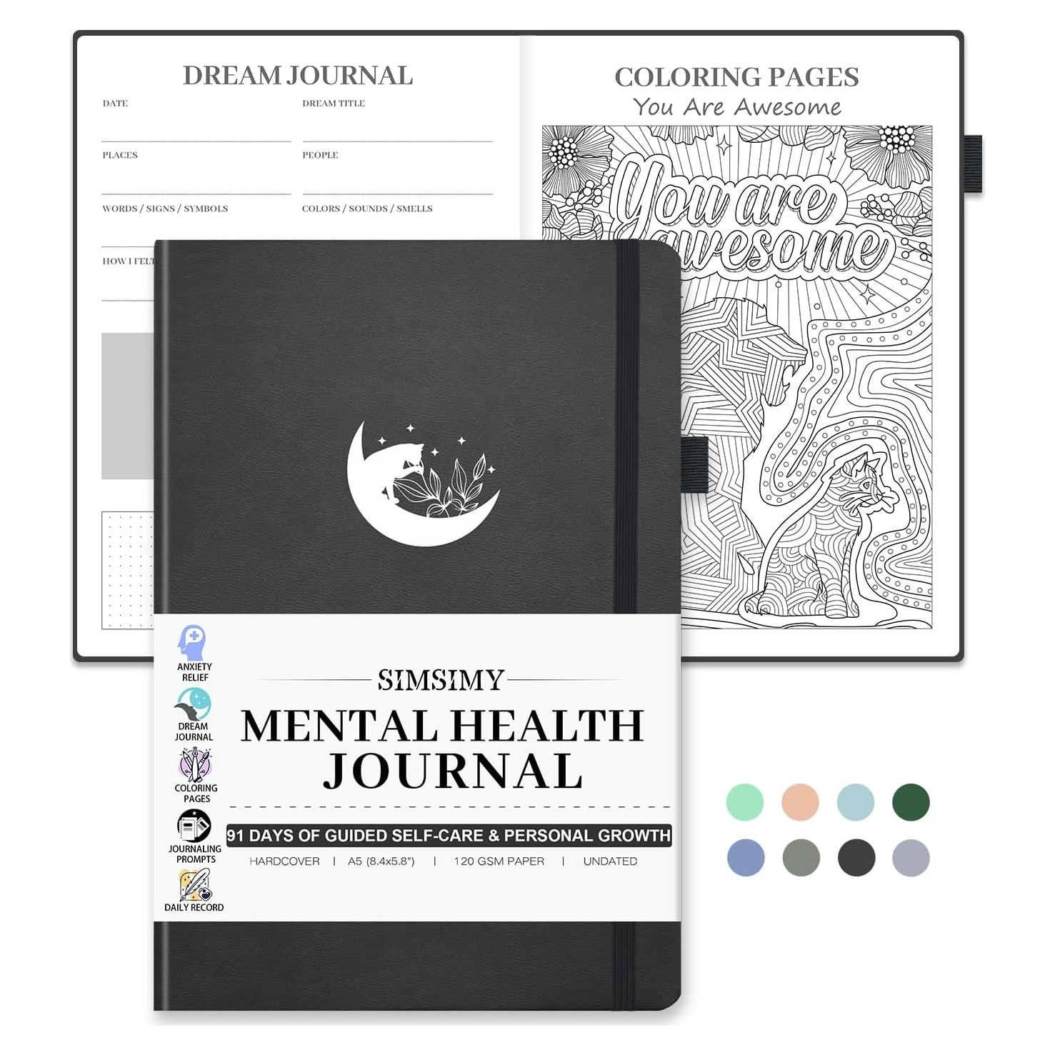 Diario de Salud Mental SIMSIMY A5 Negro - 91 Días de Autocuidado