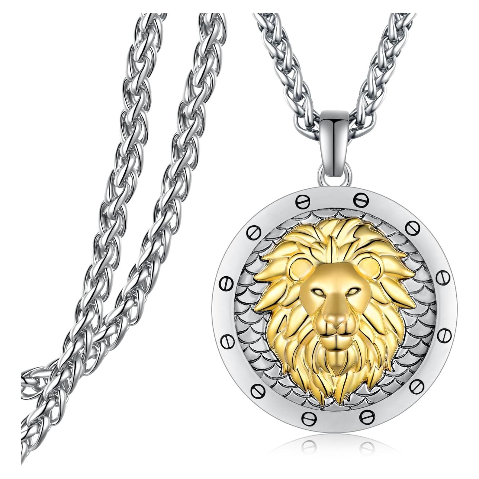 Collar León 925 Plata Esterlina para Hombres - Regalo Cumpleaños