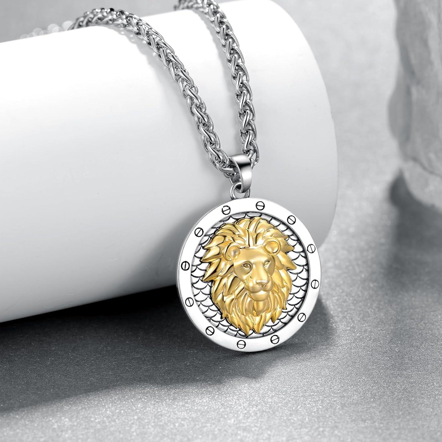 Collar León 925 Plata Esterlina para Hombres - Regalo Cumpleaños