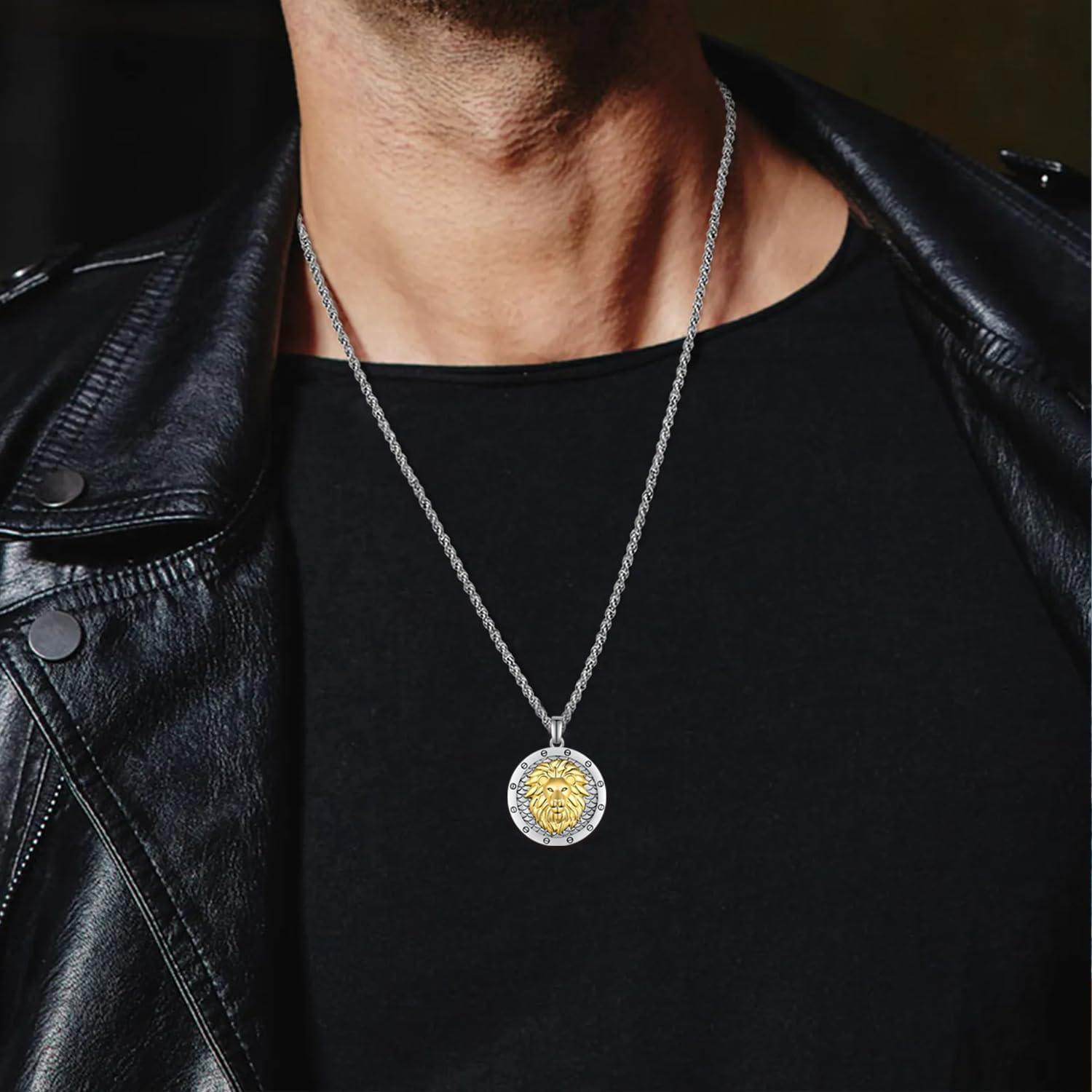 Collar León 925 Plata Esterlina para Hombres - Regalo Cumpleaños