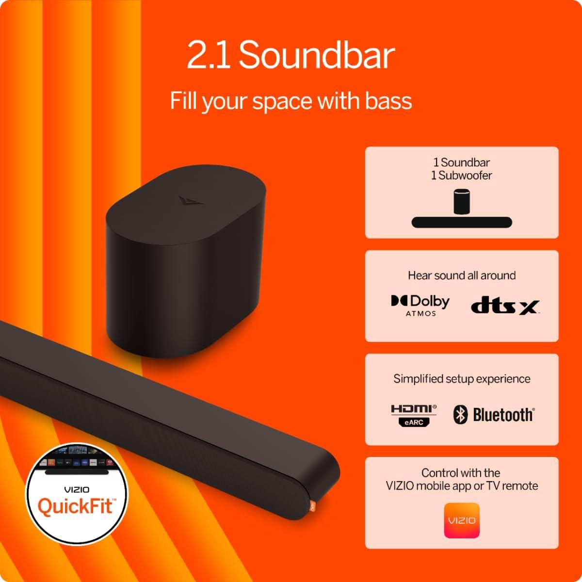 Barra de Sonido VIZIO 2.1 con Subwoofer Inalámbrico 5.16kg