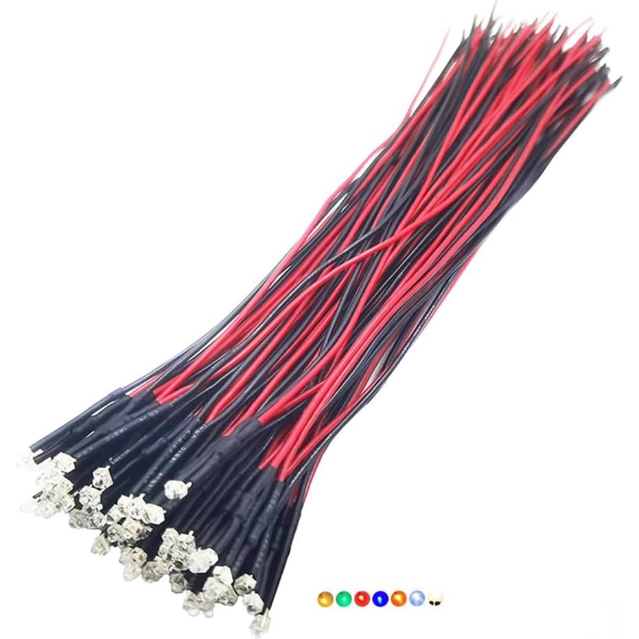 Kit 35 LEDs 12V Pre Cableados 1.8mm Vrabocry 7 Colores