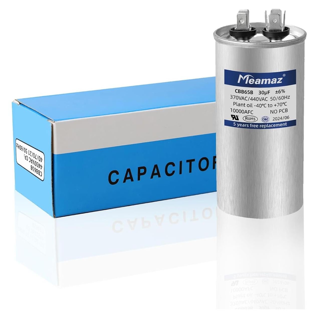 Capacitor CBB65 Meamaz 30uF ±6% 370V/440V Redondo 5cm