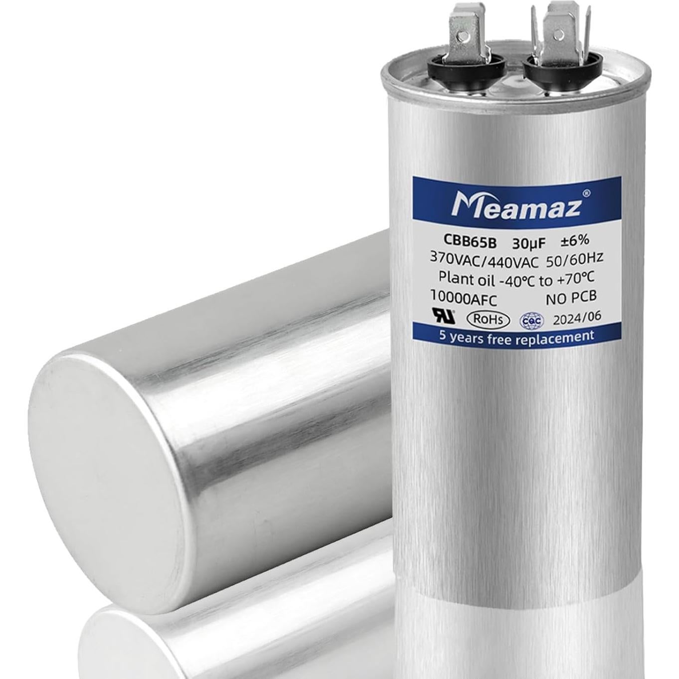 Capacitor CBB65 Meamaz 30uF ±6% 370V/440V Redondo 5cm