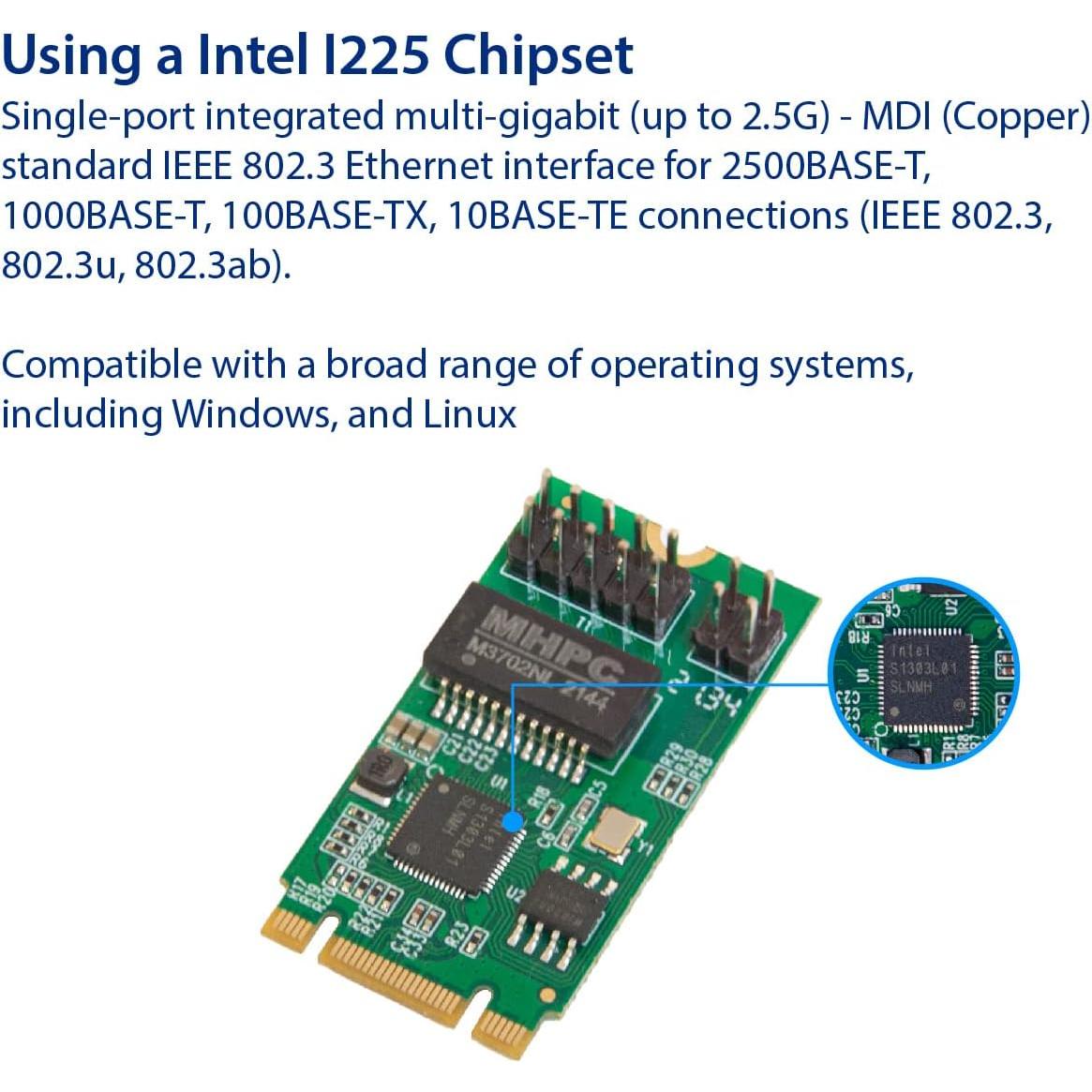 Tarjeta de Red IO Crest M.2 M+B 2.5G Intel I225 RJ45