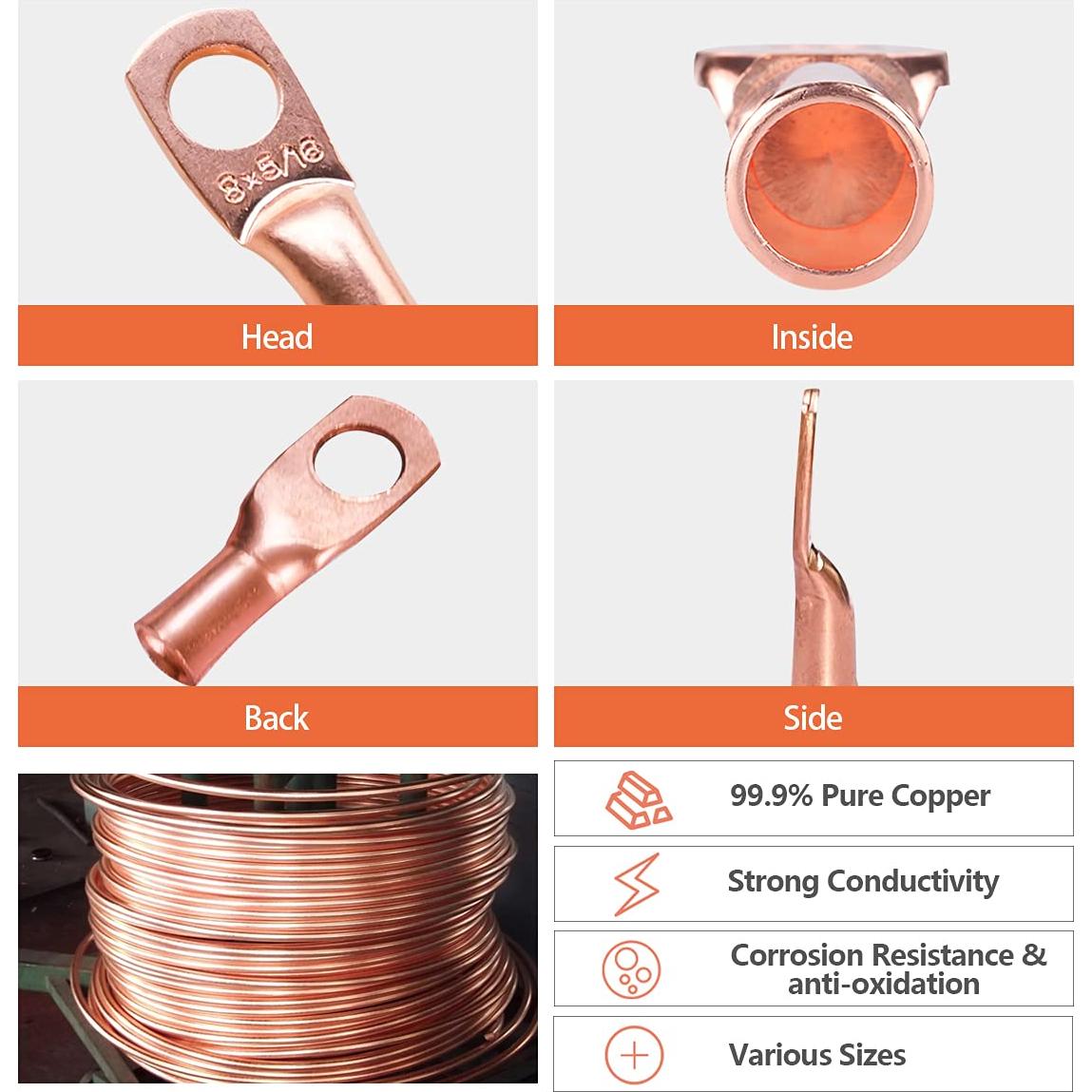 Conectores de Terminal de Batería Paoicole 8 AWG 15 Piezas