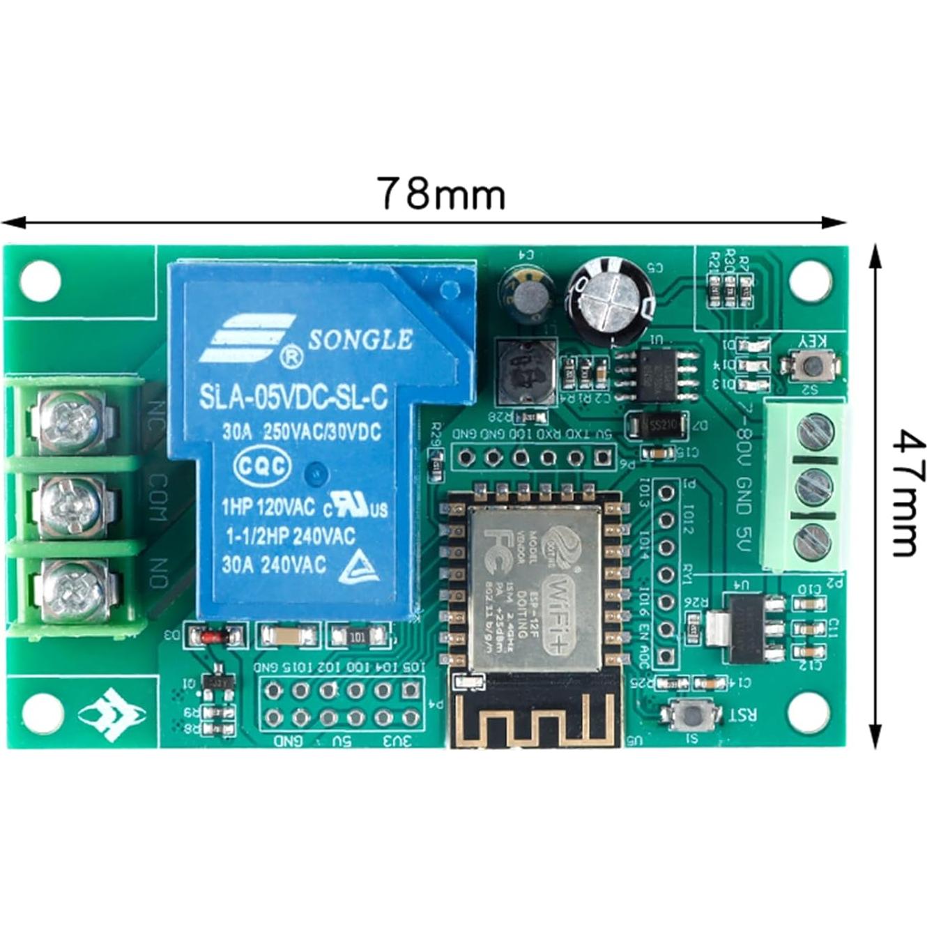 Módulo Relé 30A 5V JESSINIE ESP8266 1 Canal para IoT