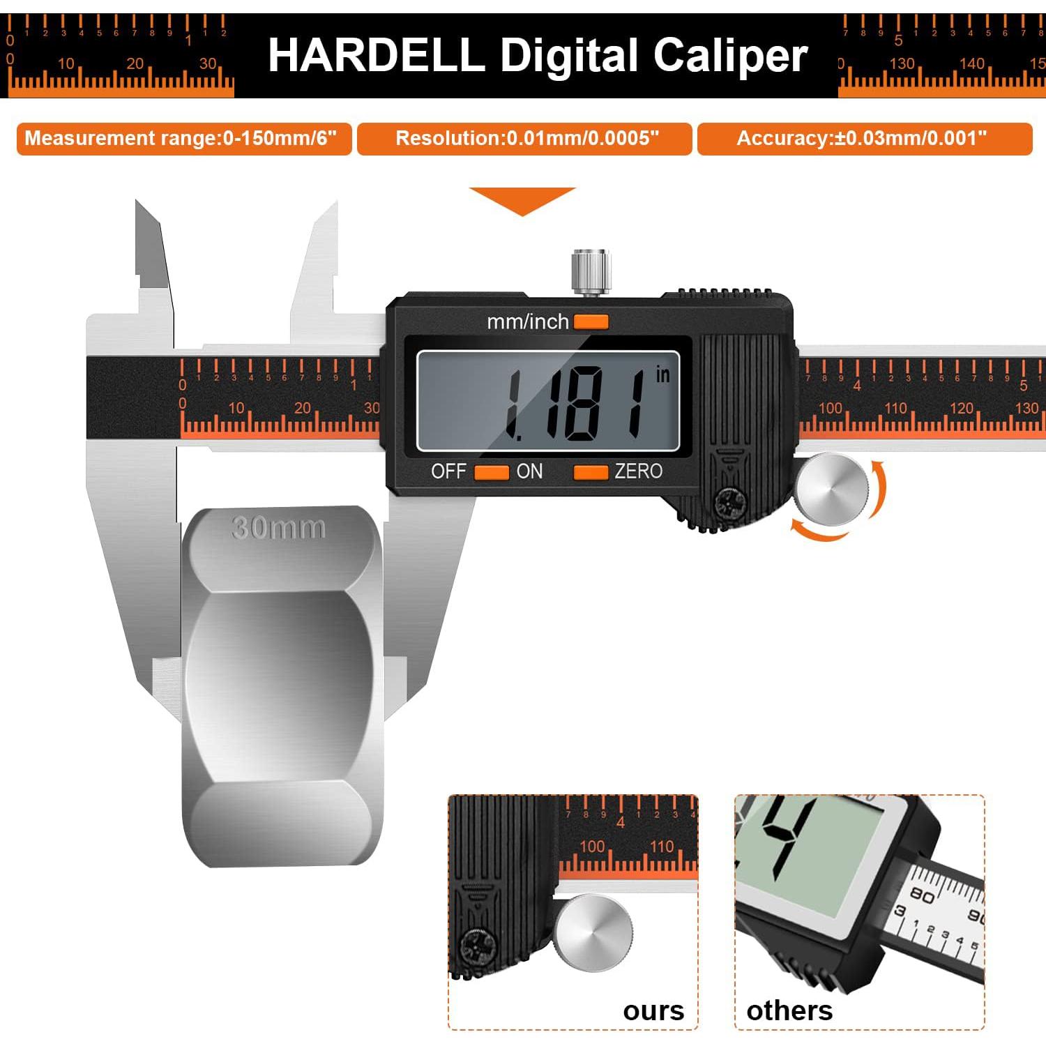 Calibre Digital HARDELL 15 cm Acero Inoxidable Pantalla LCD