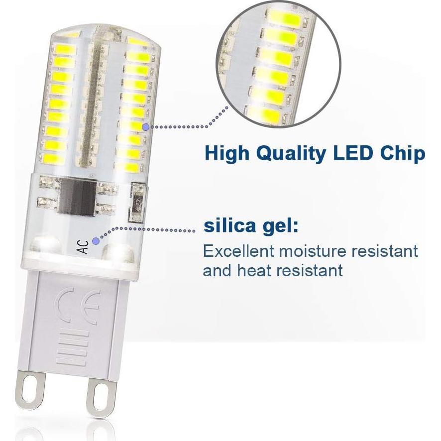 DiCUNO Bombilla LED G9 Regulable 3W Blanco Diurno 6000K - Paquete de 10