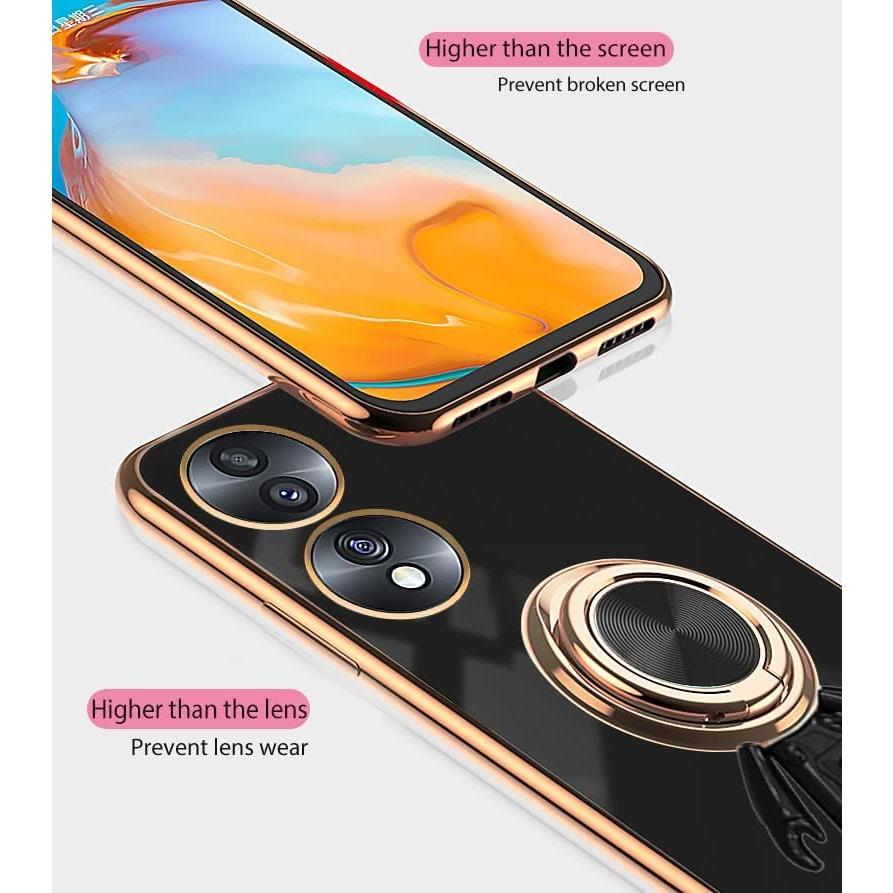 Funda Honor 70 Pro Silicona TPU con Soporte Anillo 360° Negro