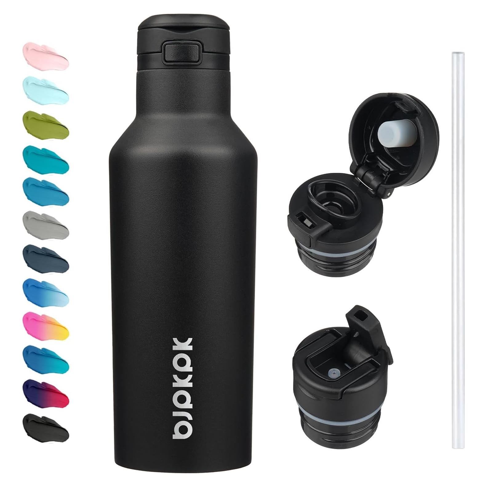 Botella de Agua Aislada BJPKPK 500ml Acero Inoxidable Negro