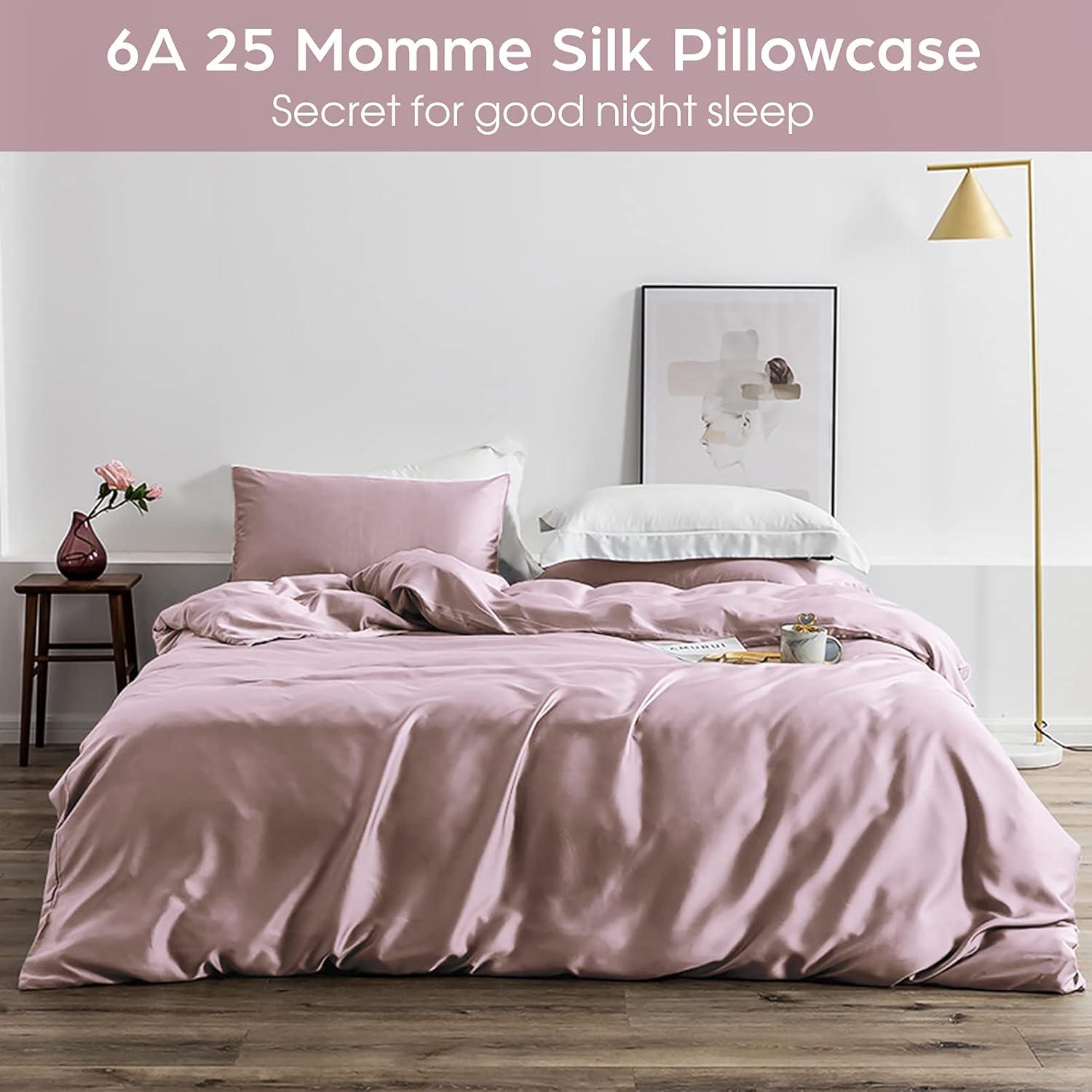 Funda de Almohada de Seda Veaken Estándar 50x66cm Albaricoque