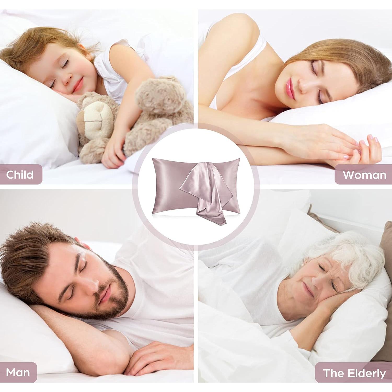 Funda de Almohada de Seda Veaken Estándar 50x66cm Albaricoque