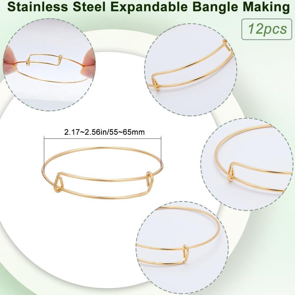 12 Pulseras Expandibles de Oro SUNNYCLUE para Hacer Joyas