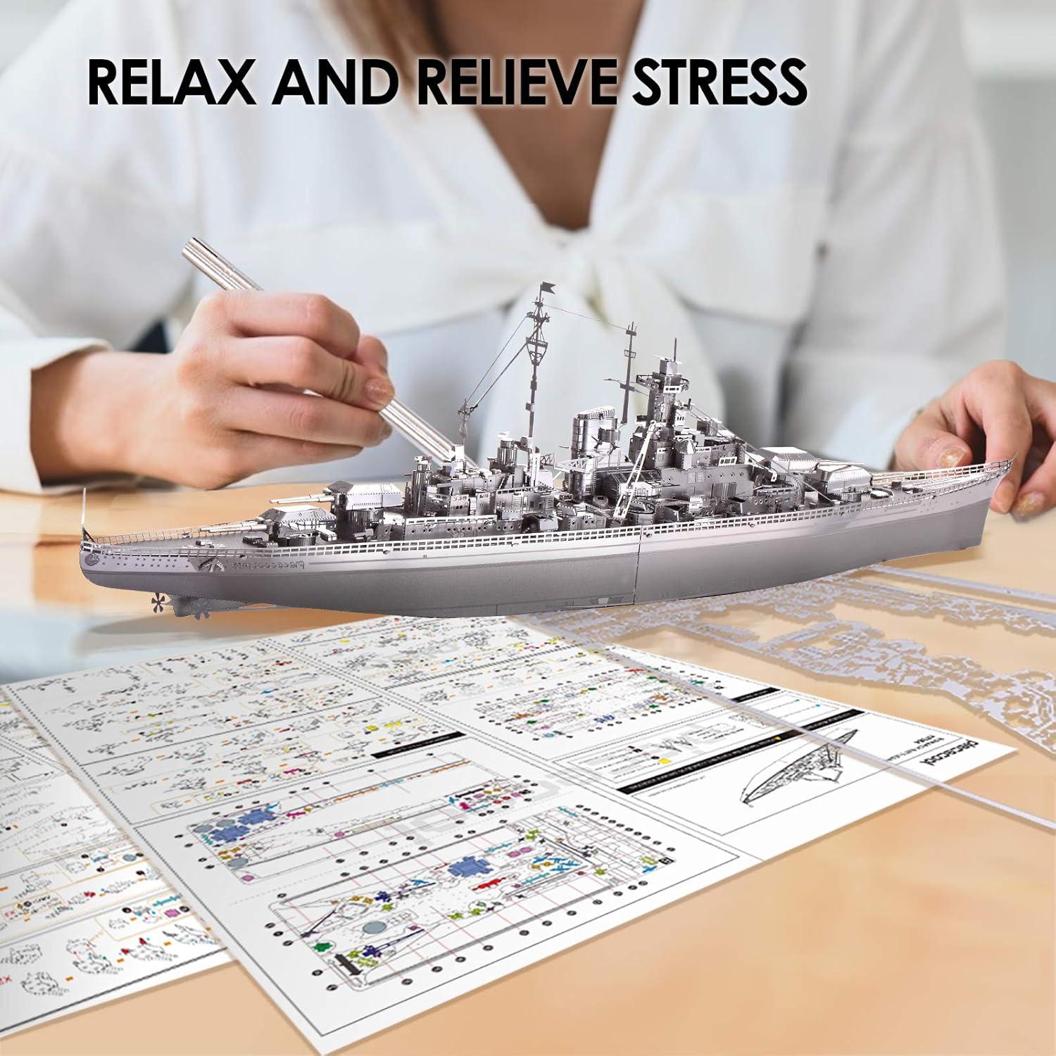 Rompecabezas 3D de Metal Piececool Acorazado Bismarck 207 Pcs