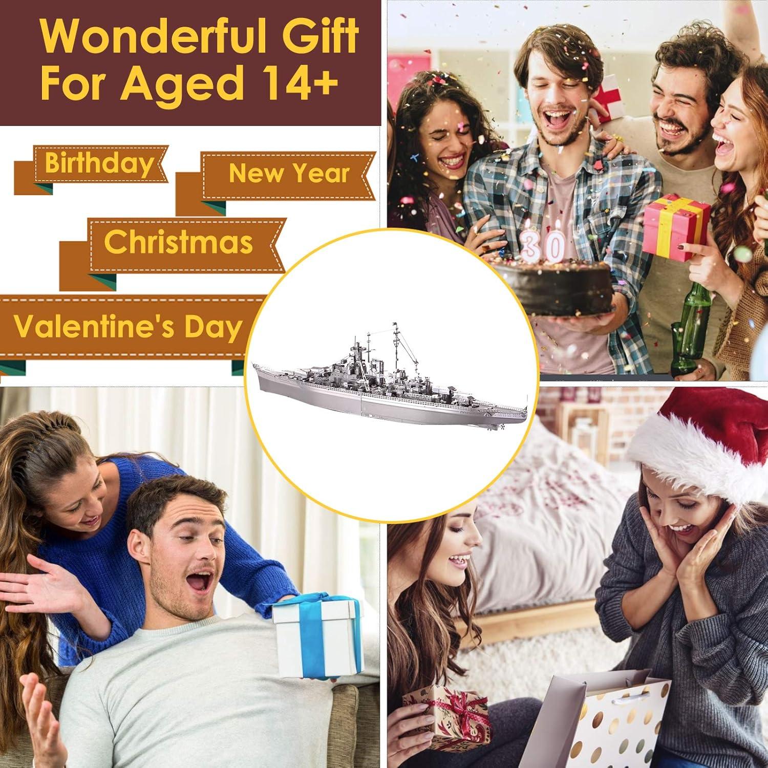 Rompecabezas 3D de Metal Piececool Acorazado Bismarck 207 Pcs