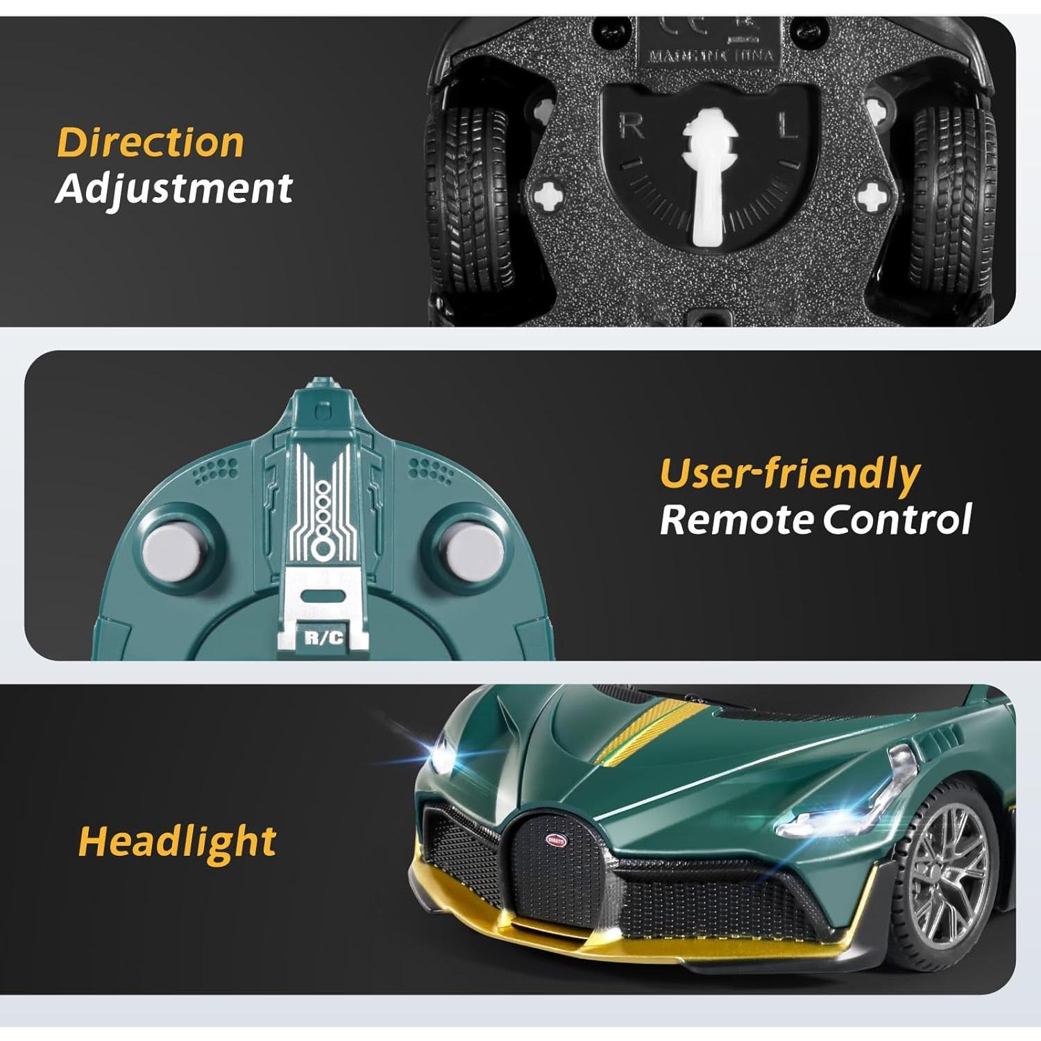 MIEBELY Coche RC Bugatti Divo Escala 1/24 con Faro