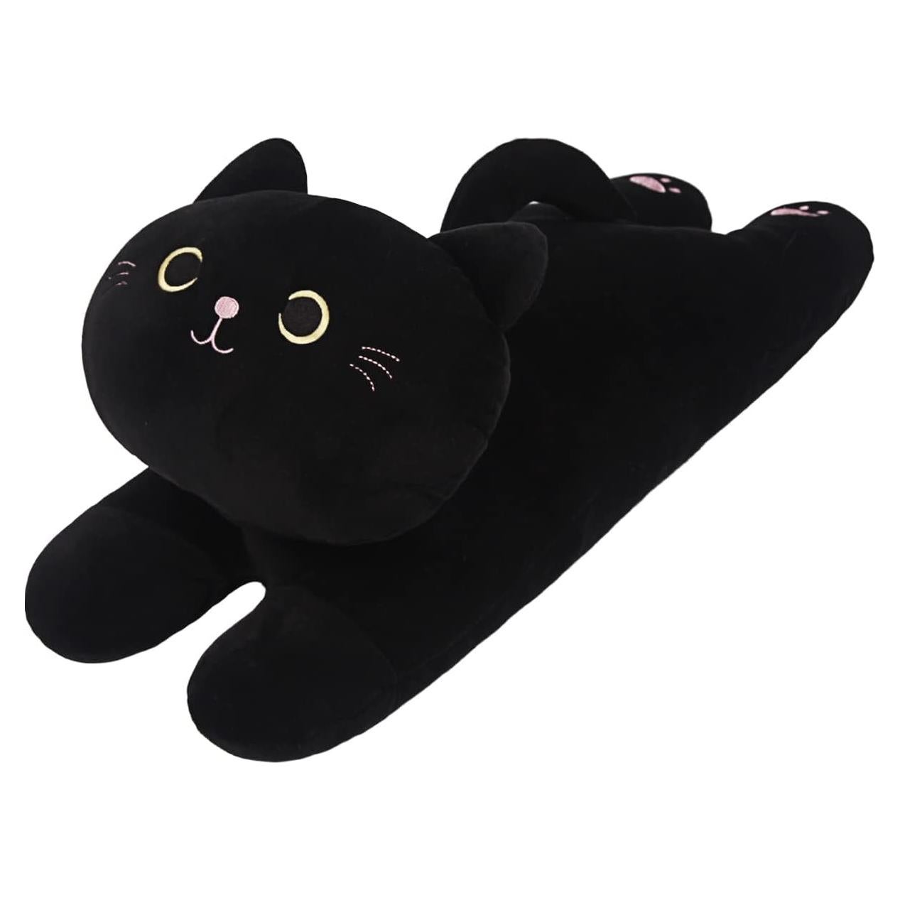 Almohada de Gato de Peluche ARELUX Negra 25.4x12.7 cm