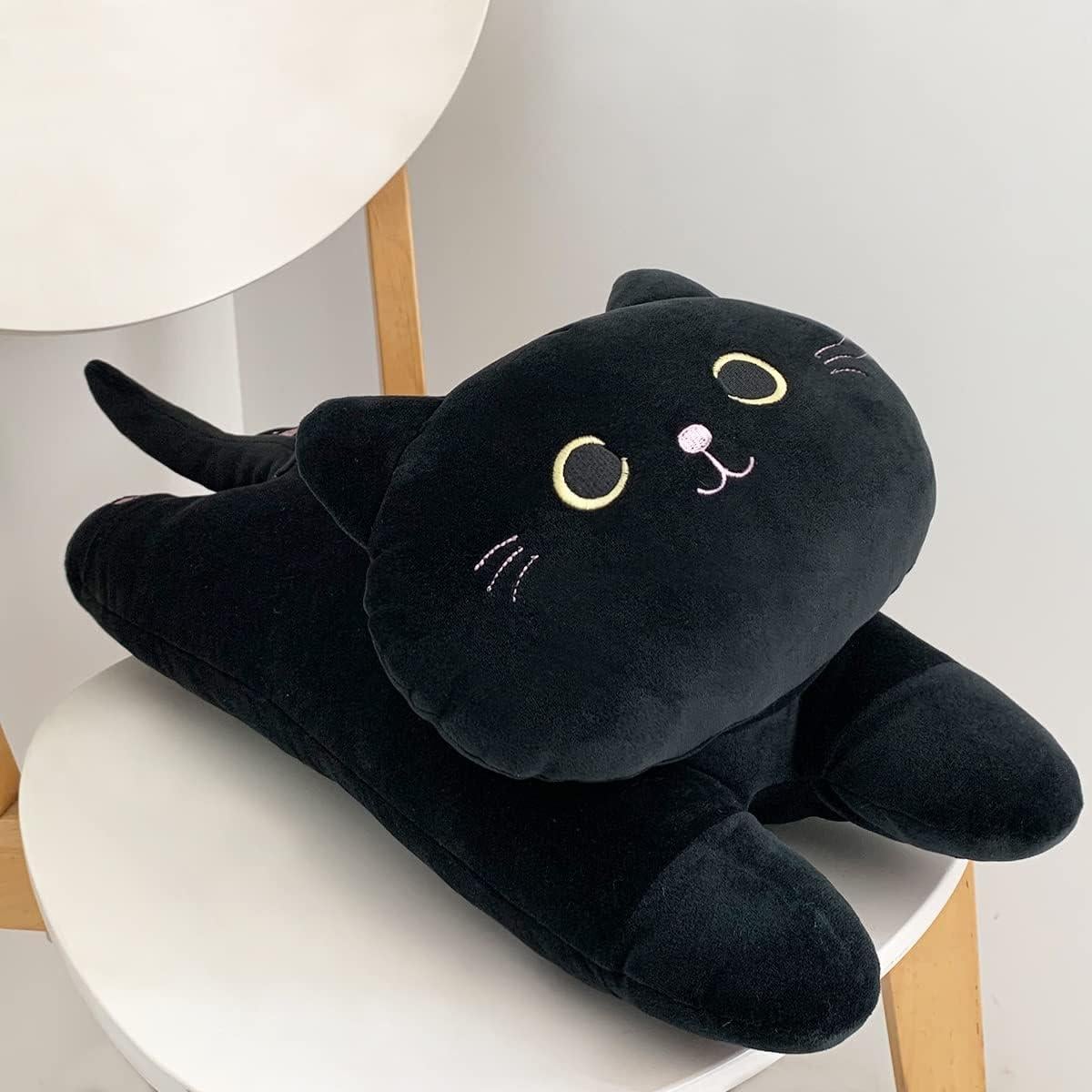 Almohada de Gato de Peluche ARELUX Negra 25.4x12.7 cm