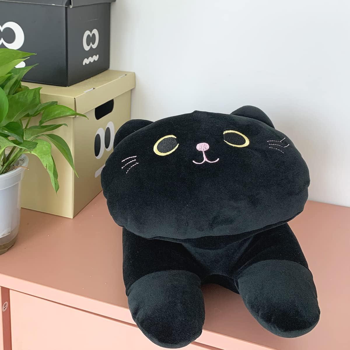 Almohada de Gato de Peluche ARELUX Negra 25.4x12.7 cm