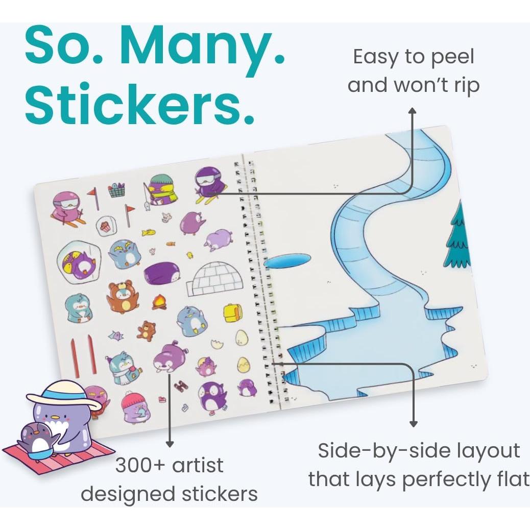 Libro de Pegatinas CUPKIN Pingüino Esponjoso 300+ Pegatinas