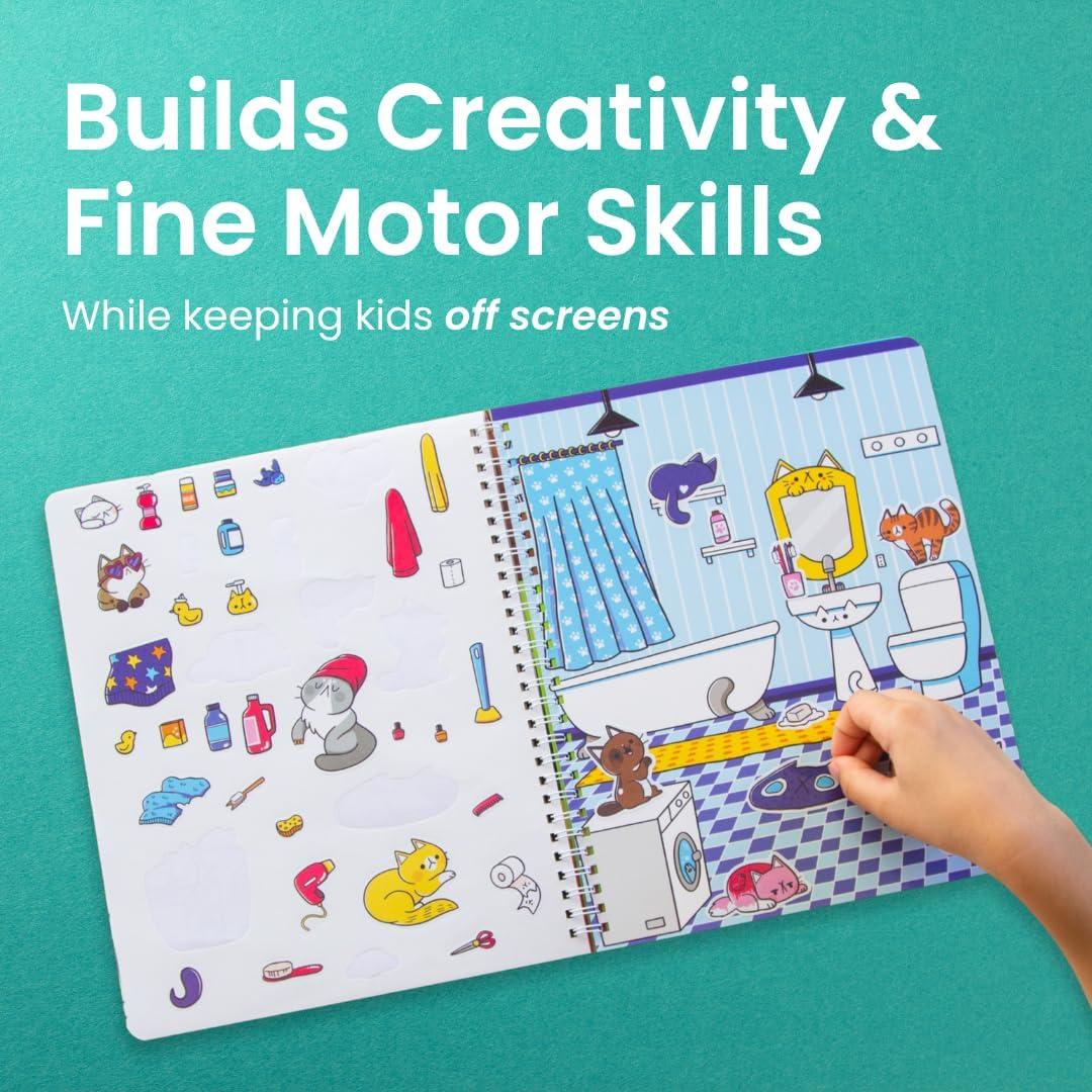 Libro de Stickers de Gatos Cupkin + 300 Stickers y Colorear