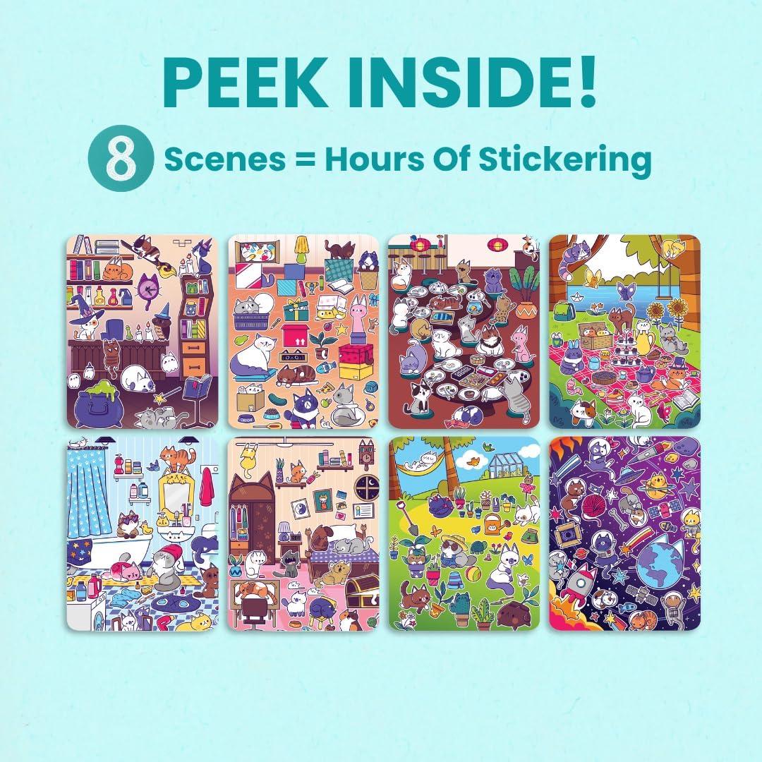 Libro de Stickers de Gatos Cupkin + 300 Stickers y Colorear