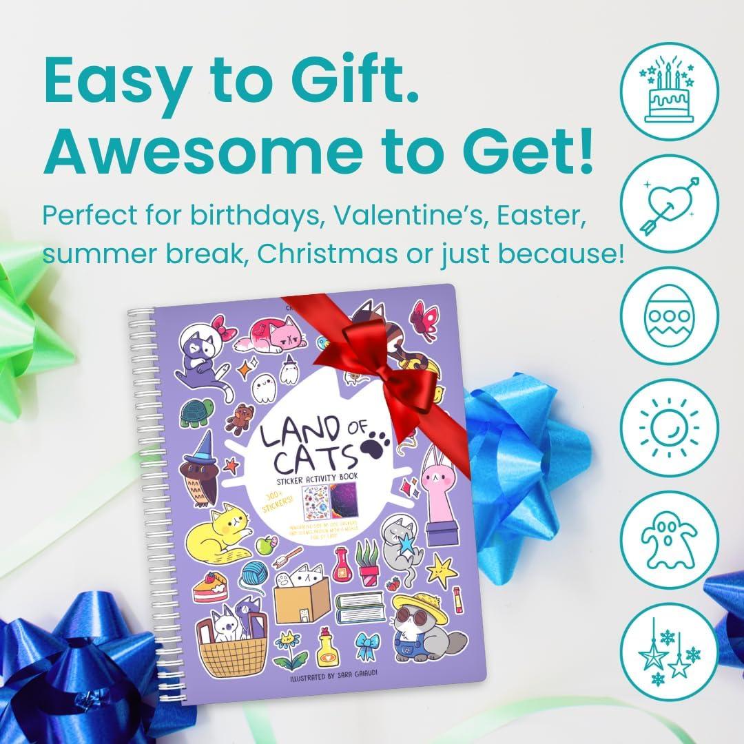 Libro de Stickers de Gatos Cupkin + 300 Stickers y Colorear