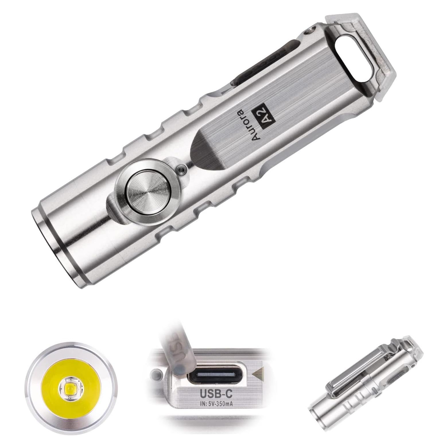 Linterna de Llavero RovyVon A2-G4 Recargable USB C 650 Lúmenes