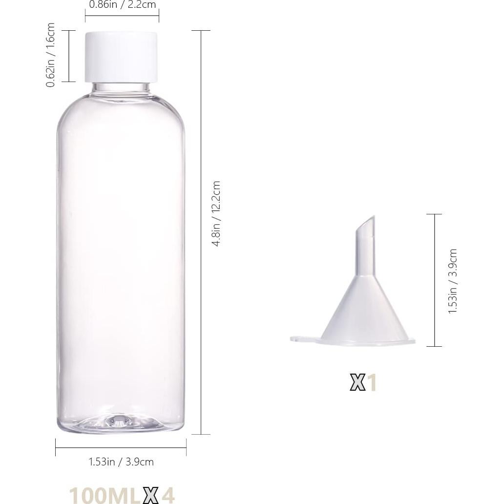 Conjunto 4 Botellas de Viaje ALIFEIA 100ml Reutilizables