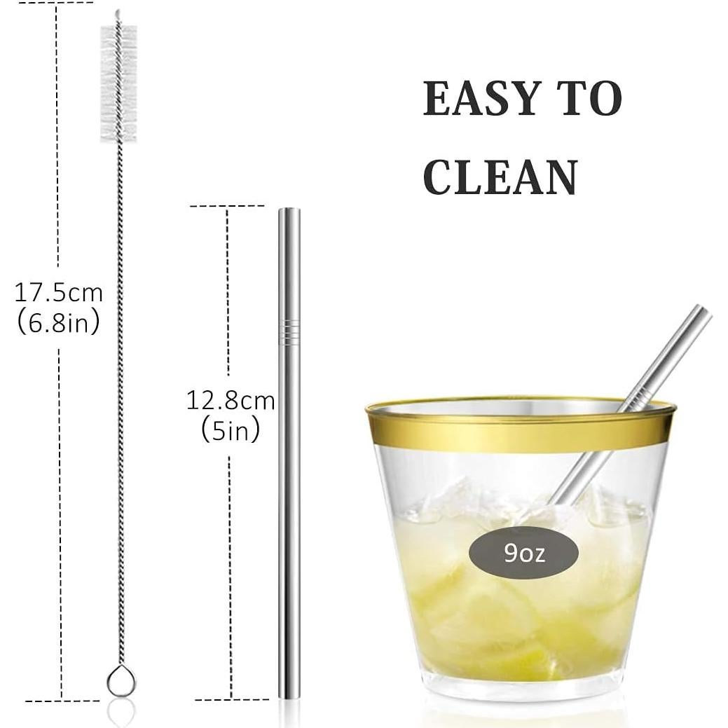 Popotes Reutilizables de Acero Inoxidable Teivio 12 Piezas 12.7 cm