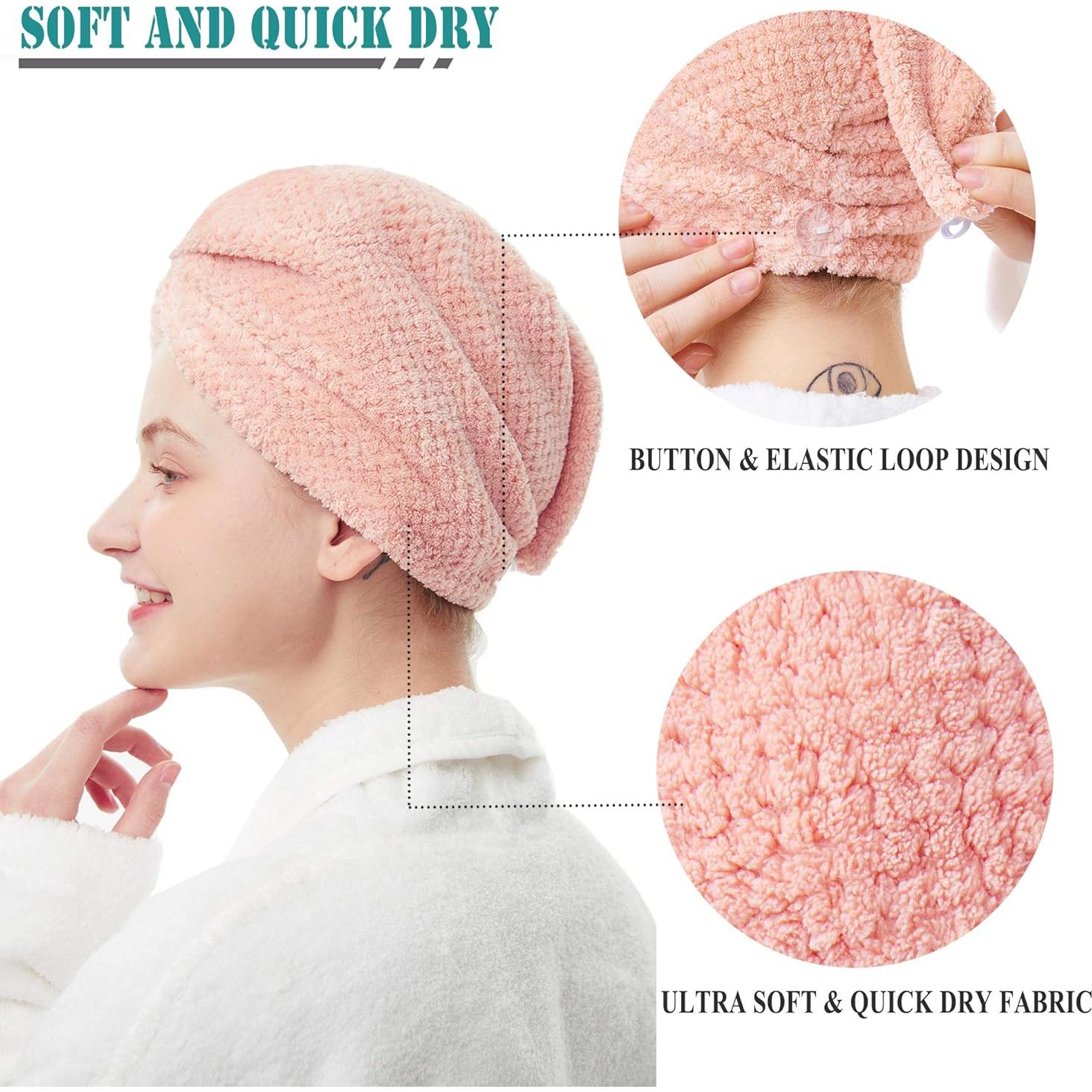 Toalla de Microfibra para Cabello ELLEWIN 3 Piezas Secado Rápido