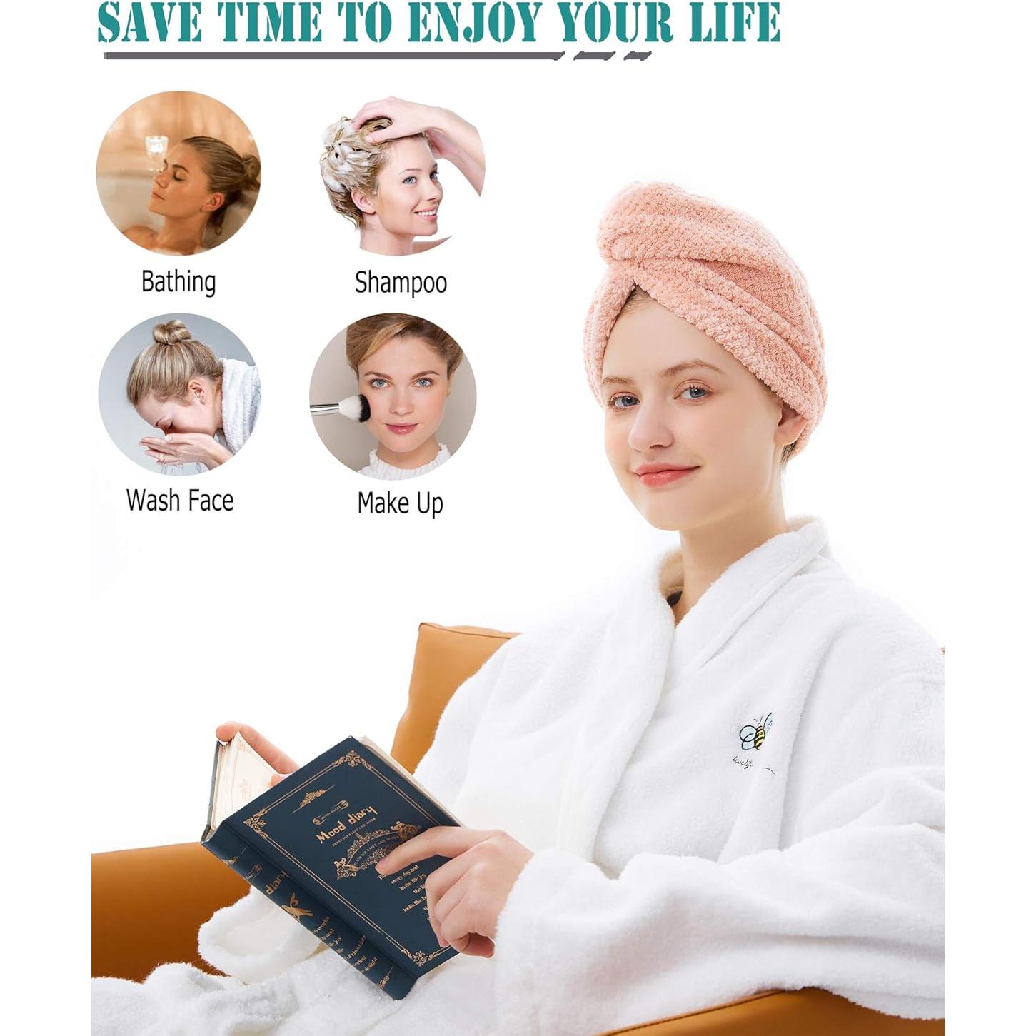 Toalla de Microfibra para Cabello ELLEWIN 3 Piezas Secado Rápido