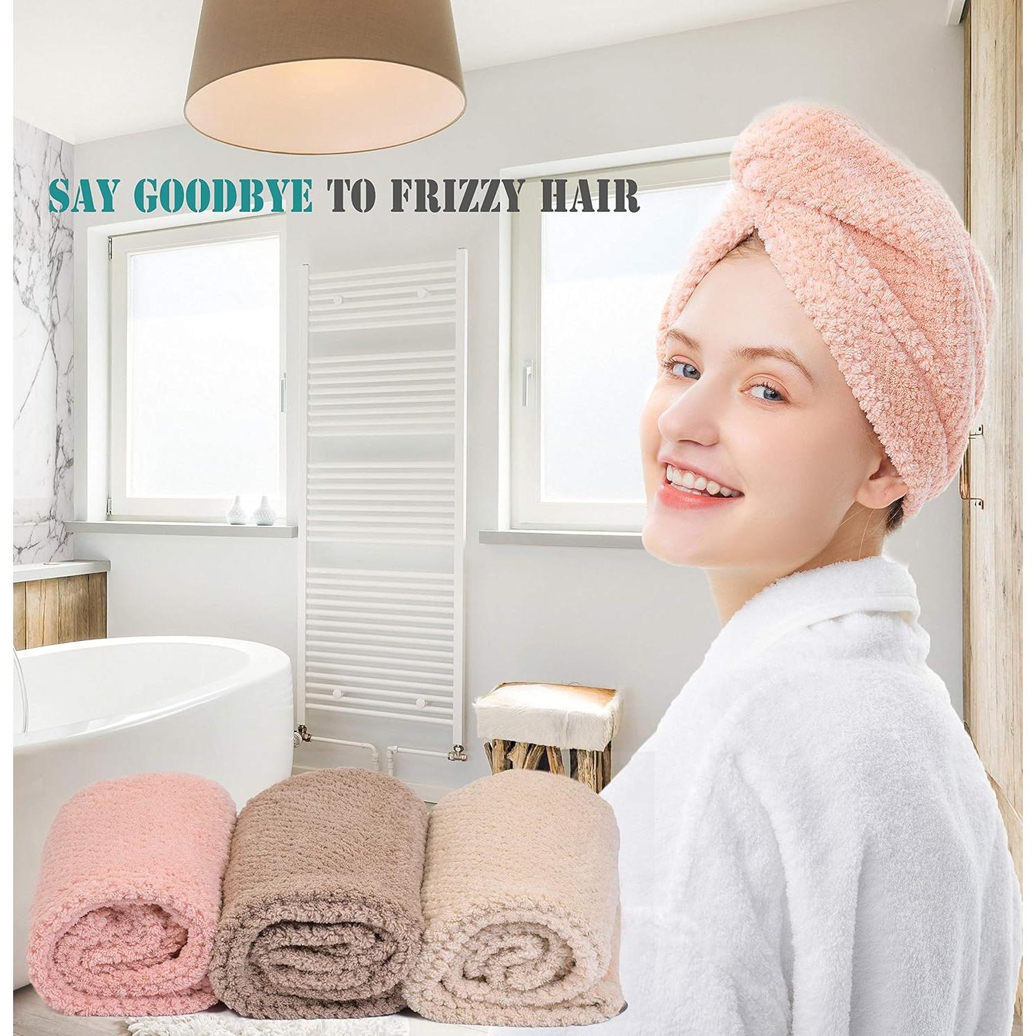 Toalla de Microfibra para Cabello ELLEWIN 3 Piezas Secado Rápido