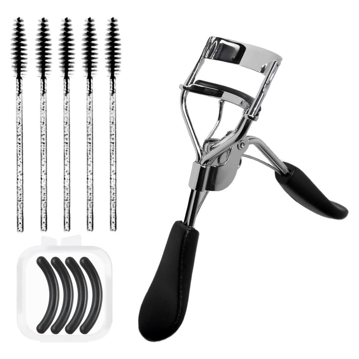 Rizador de Pestañas Benepoint Negro con 4 Almohadillas y 5 Cepillos