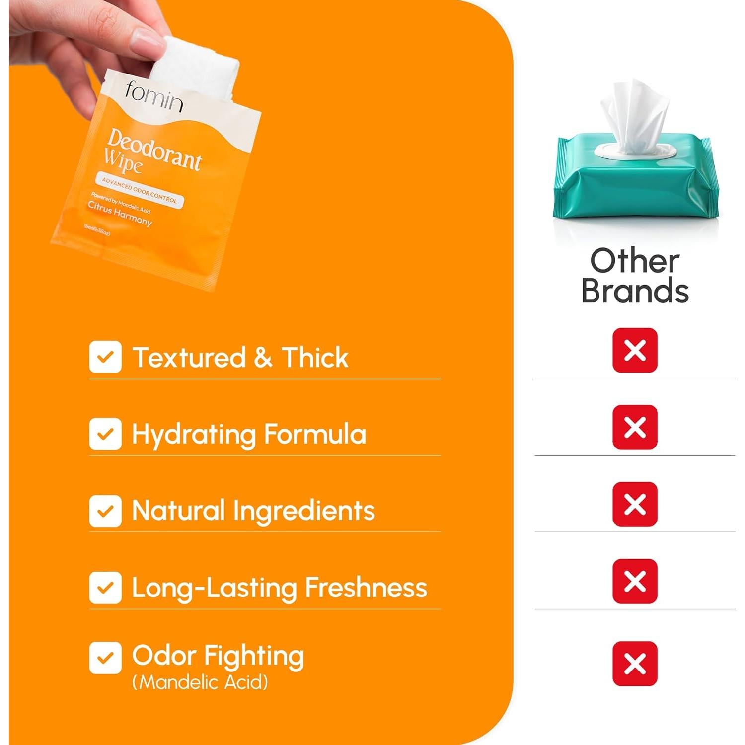 Toallitas Desodorantes Biodegradables FOMIN 15 Unidades Armonía Cítrica