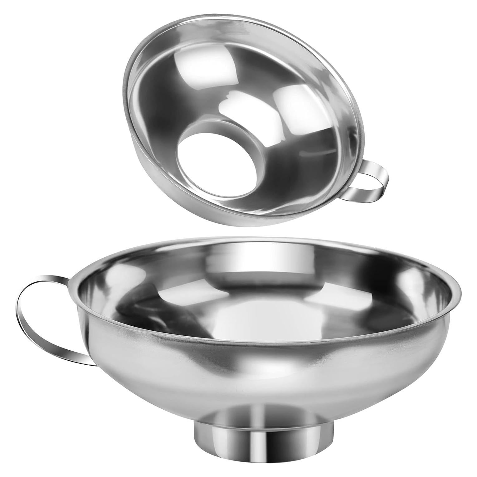 Juego de 2 Embudos de Acero Inoxidable Yokudo 14.5cm y 10.4cm