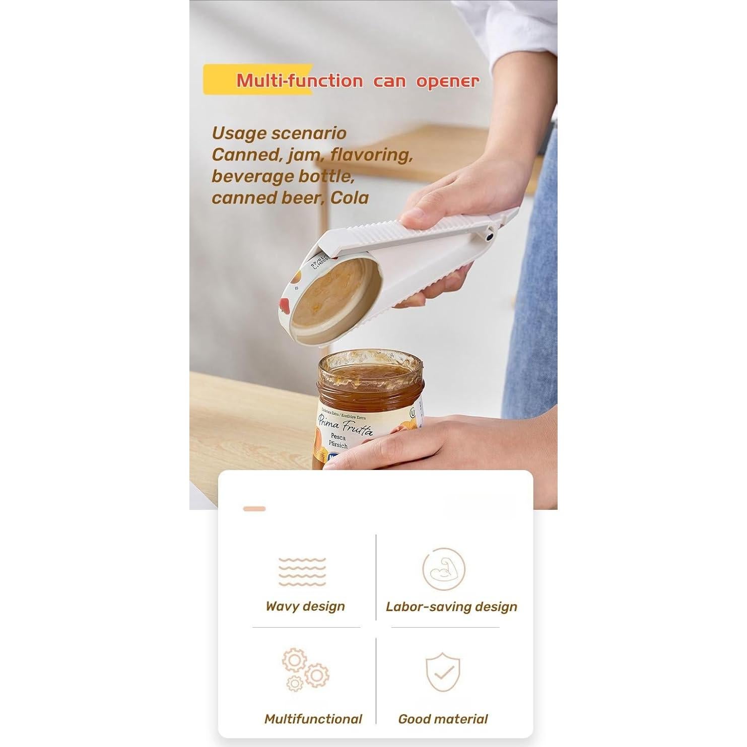 Abrebotellas Multifuncional 5 en 1 OURJIA Naranja 21.5cm