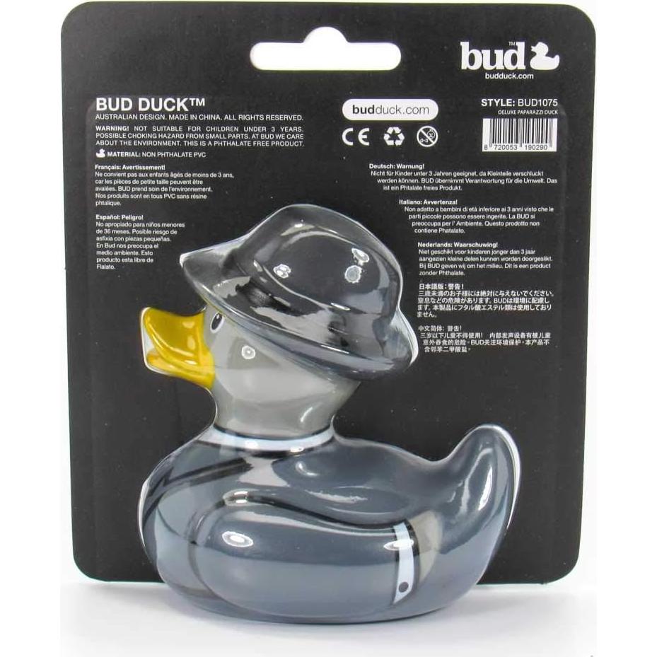 Pato de Goma Paparazzi Bud Ducks - Regalo Elegante 10 cm