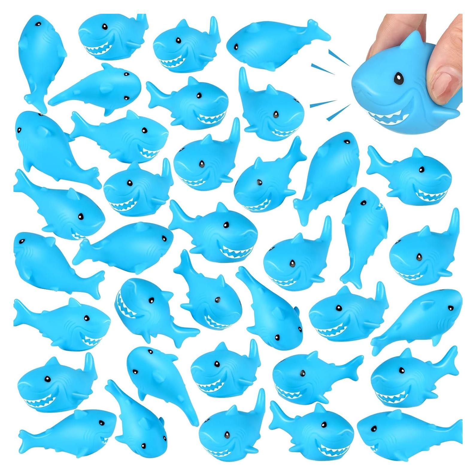 60 Piezas Juguetes de Goma Tiburones para Baño Mototo