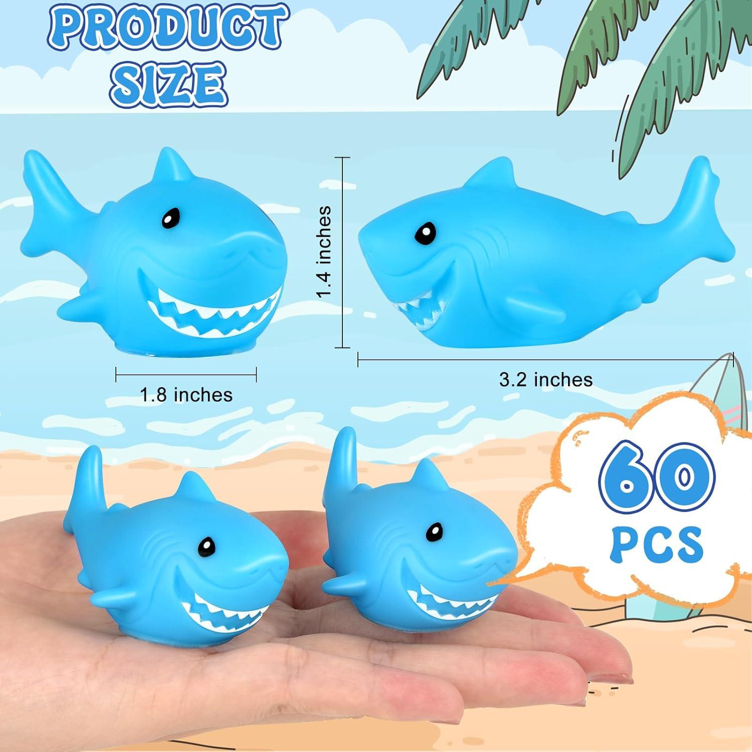 60 Piezas Juguetes de Goma Tiburones para Baño Mototo